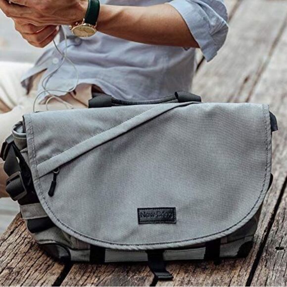 Laptop bag bring unisex multi compartment messanger bag grey college bag EUC - Picture 11 of 12